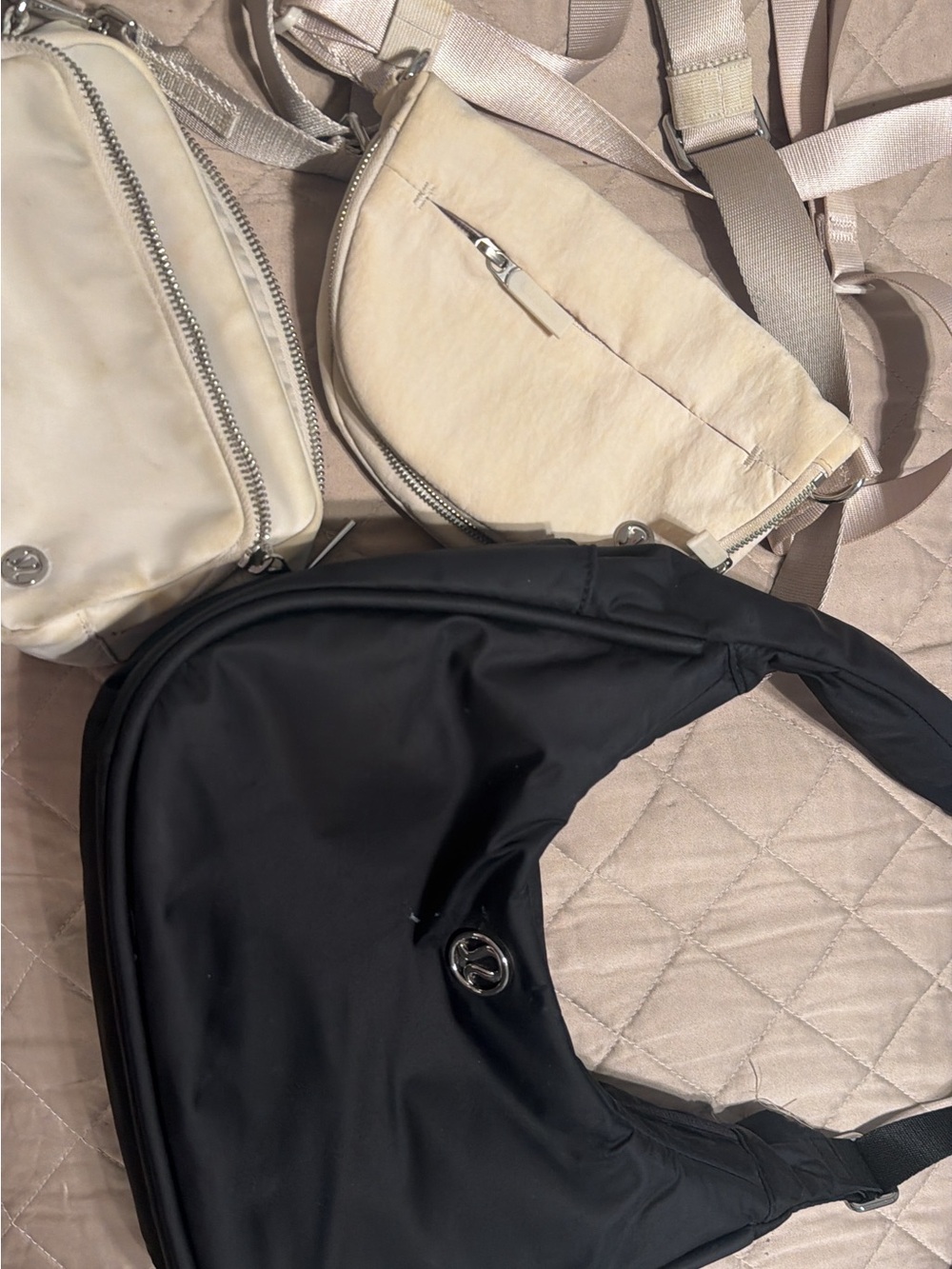 lululemon athletica Black Shoulder Sling with Cream Accent